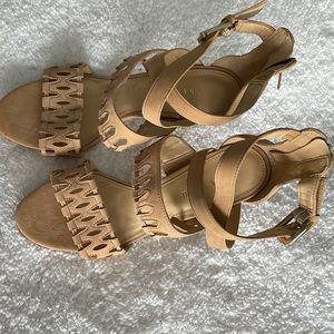 Beige suede Ivanka Trump heels